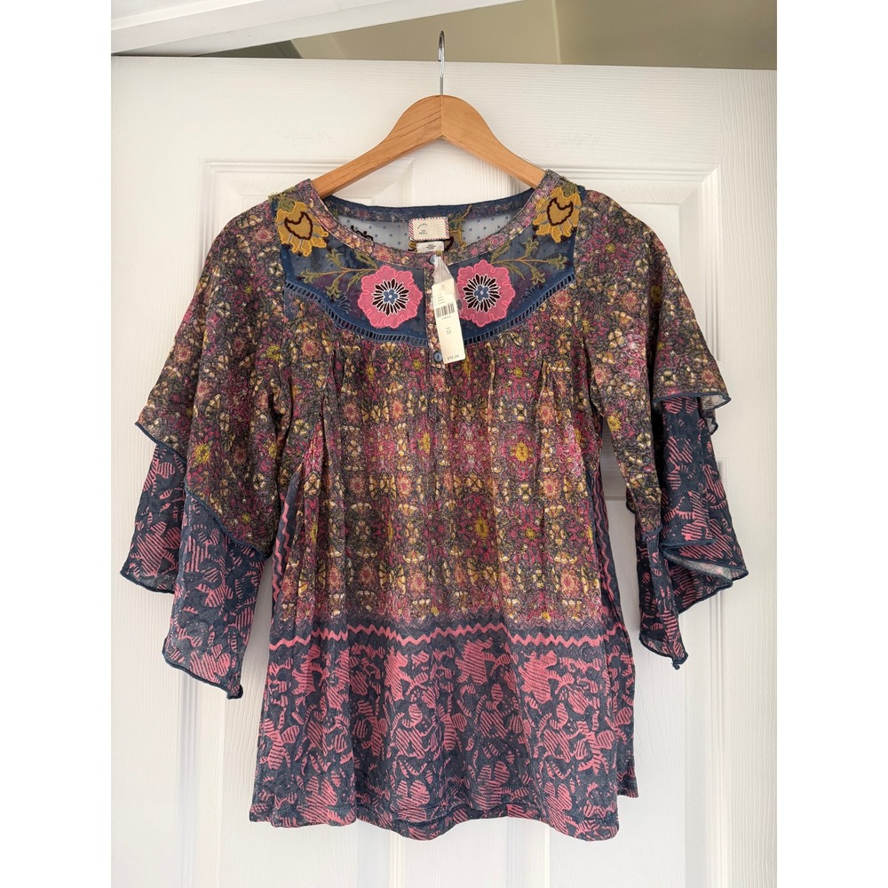 Anthropologie Postmark Ciutadella Embroidered Top Shirt